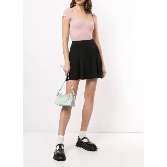 Reformation Flounce Mini Skirt High Waisted Short Black y2k Size 2 - Picture 1 of 8